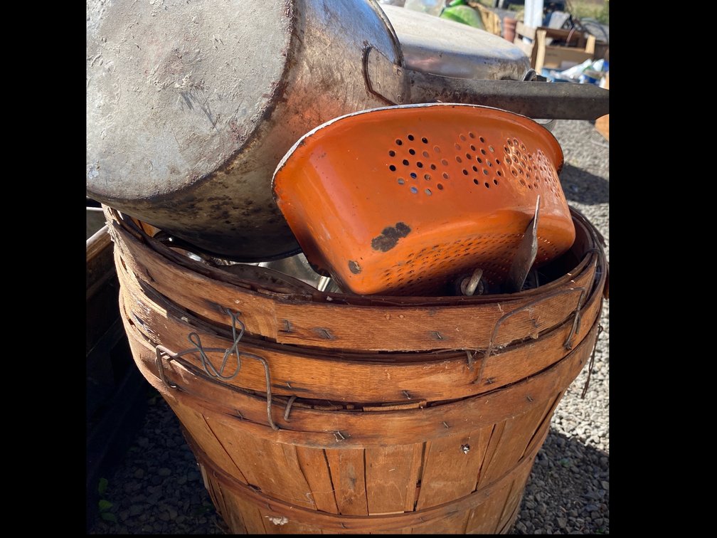 Wooden Bushel Baskets, Hudson Sprayer, and Cookware Group