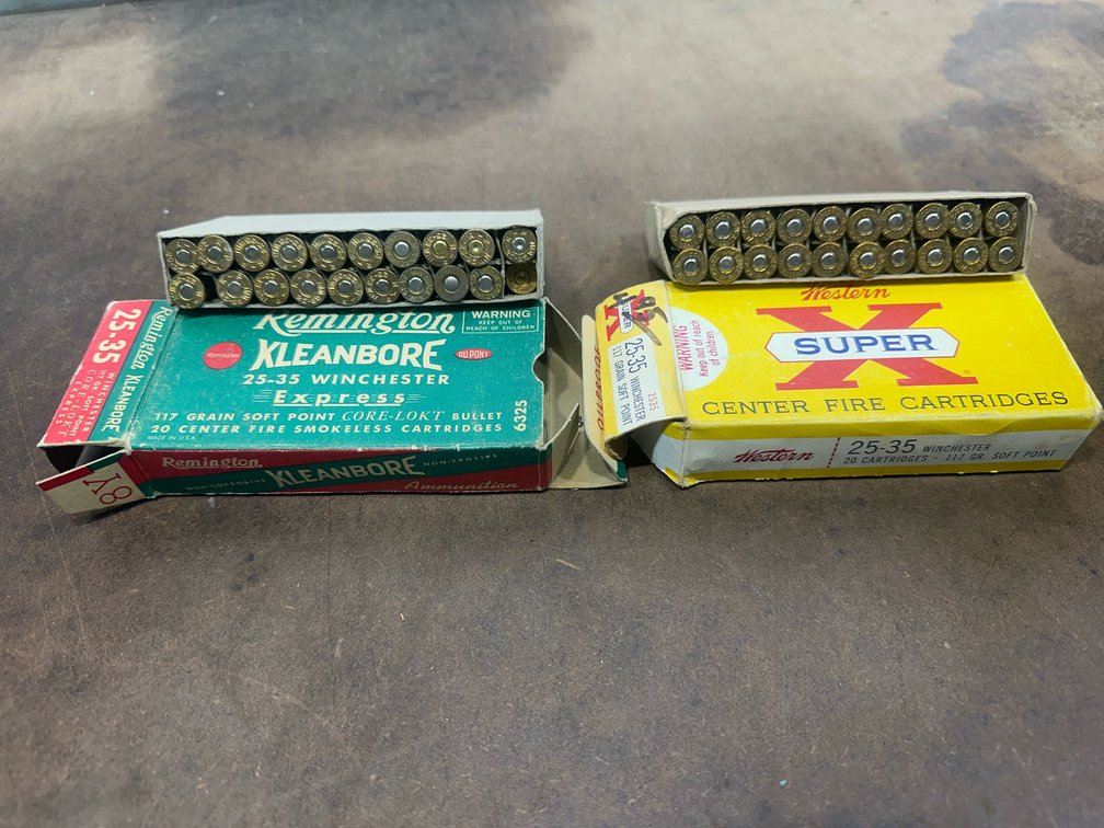Two boxes of 25–35 Winchester cartridges
