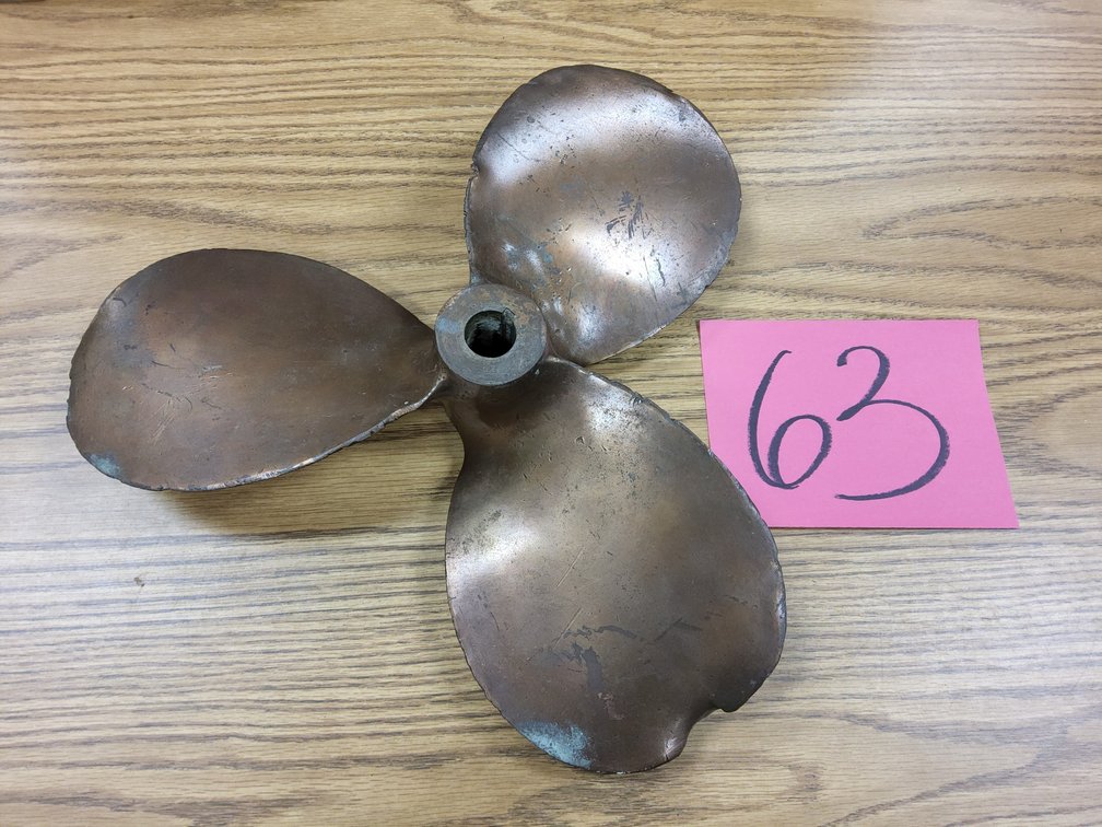 WWII Federal Mogul brass boat propeller,  16x10RH