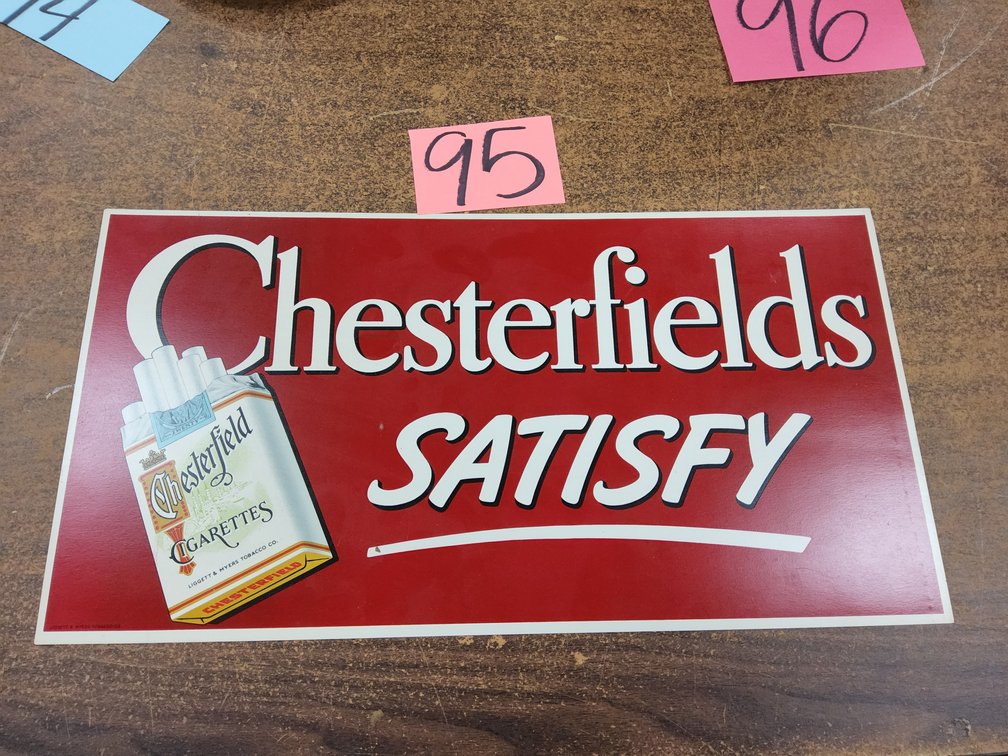 NOS Chesterfield cigarettes paperboard sign