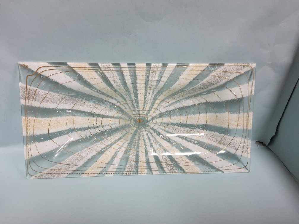 Higgins MCM Chicago fused art glass tray