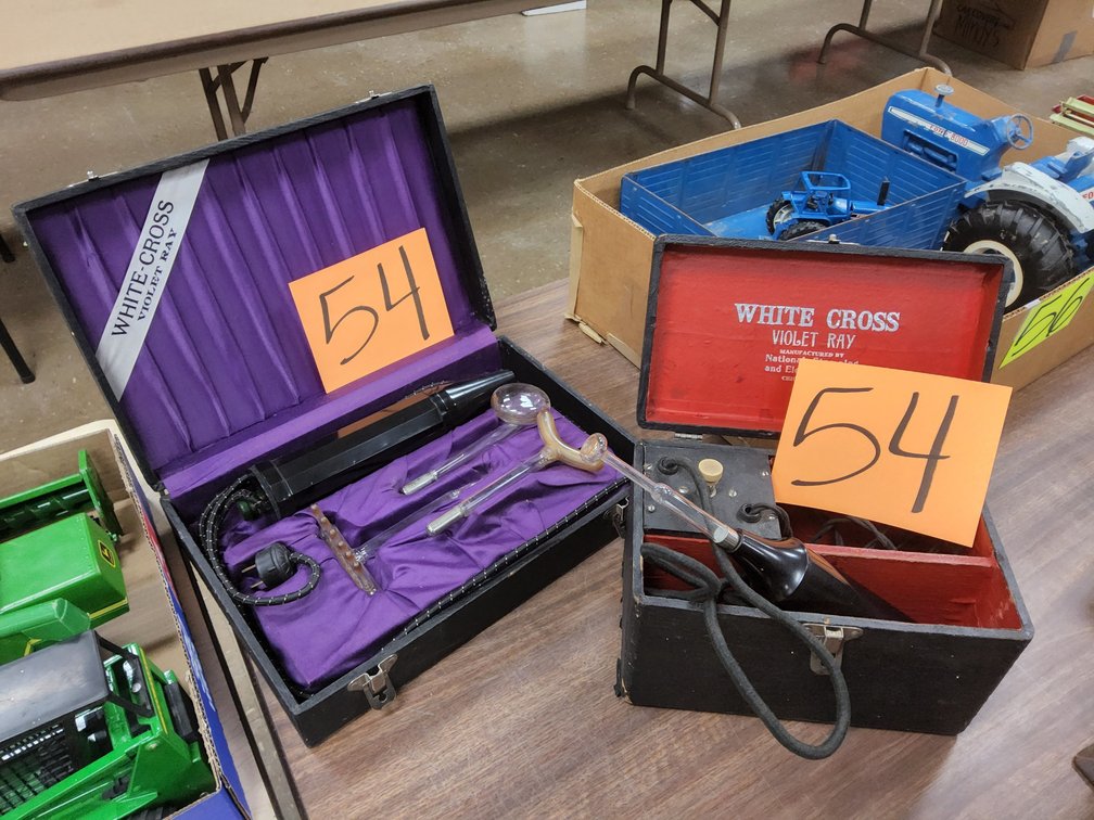 Two White Cross quack medical Violet Ray devices