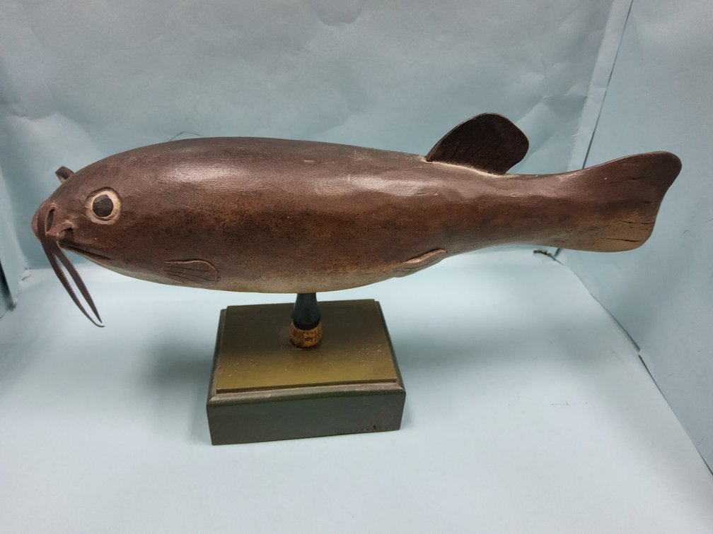 Carved wood catfish by Trollop