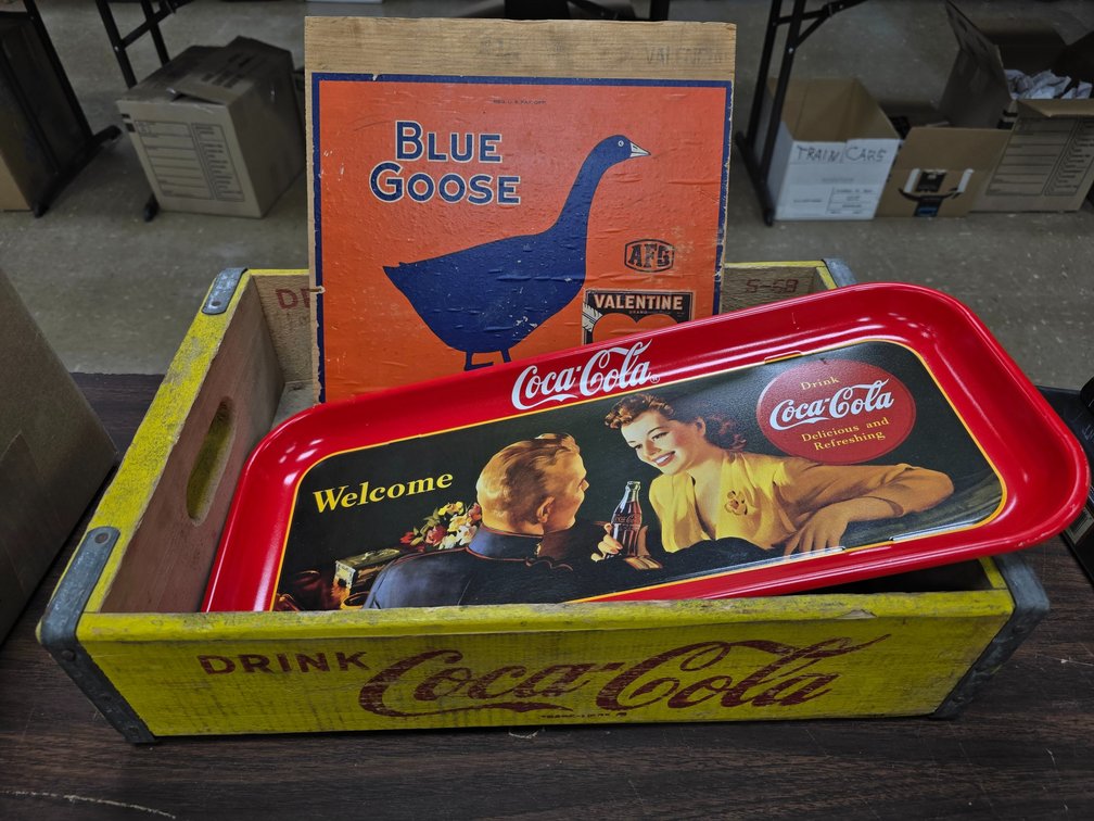 Coca Cola crate and other advertising