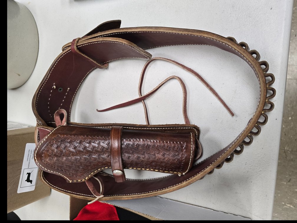 Leather Cartridge Belt & Basketweave holster