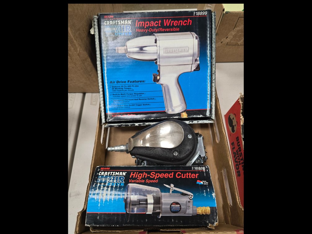 Pneumatic Impact wrench, Cut off tool & pad sander.
