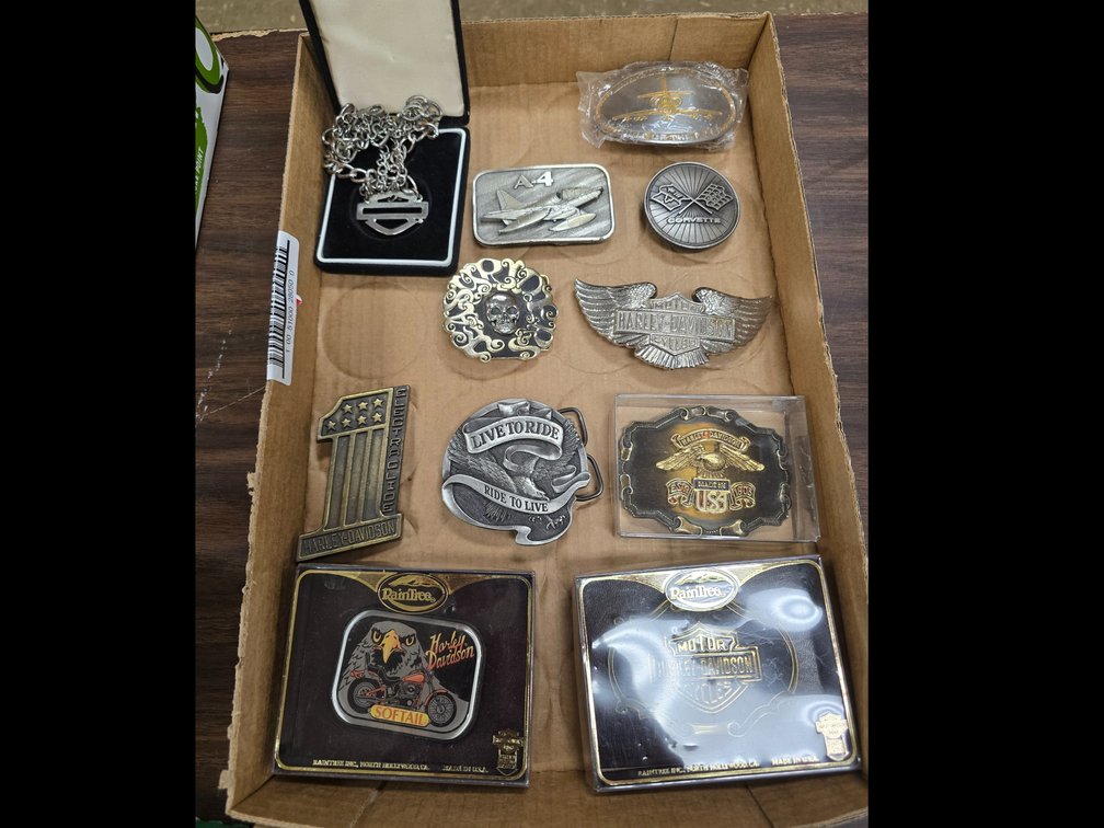Harley, Corvette, USMC Aviation and Easyriders belt buckles