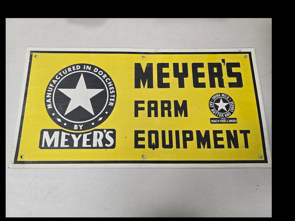 Meyer's Farm Equipment metal barn sign