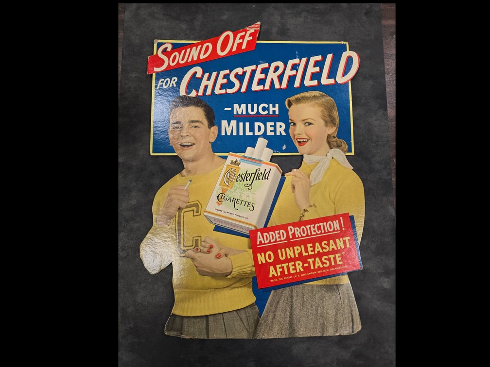 Paperboard Chesterfield cigarette advertising
