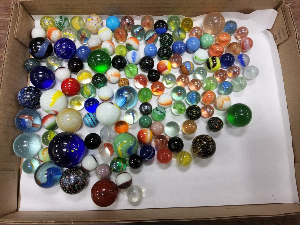 Box of assorted marbles