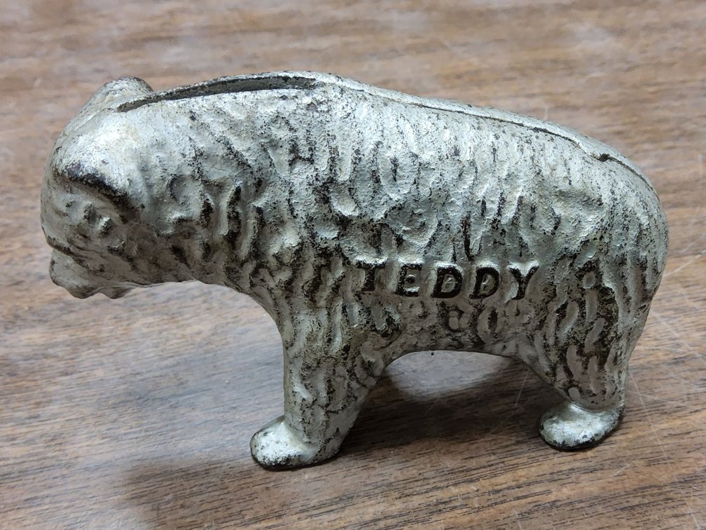 "Teddy" cast iron still bank