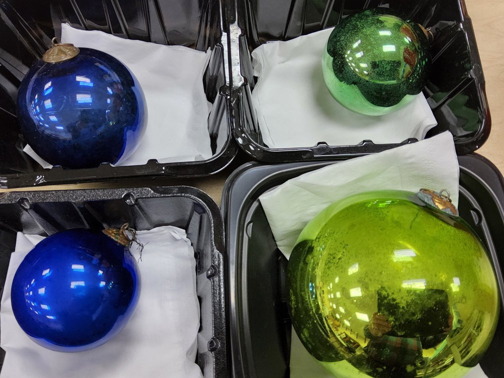 4 glass kugel ornaments