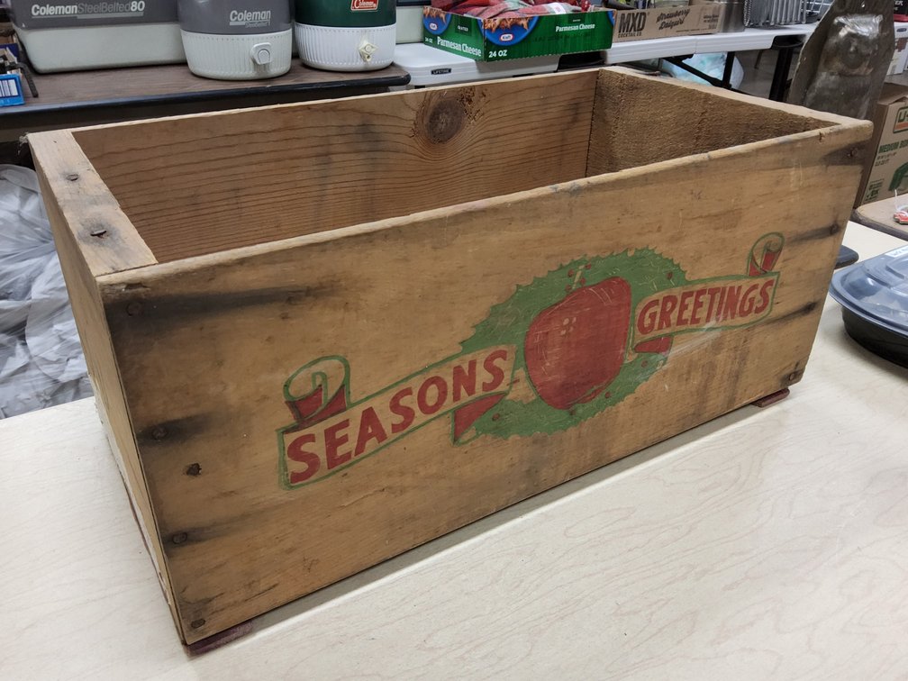 "Christmas Greetings" wood crate