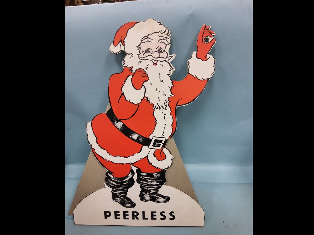 Heavy die cut paperboard Santa sign