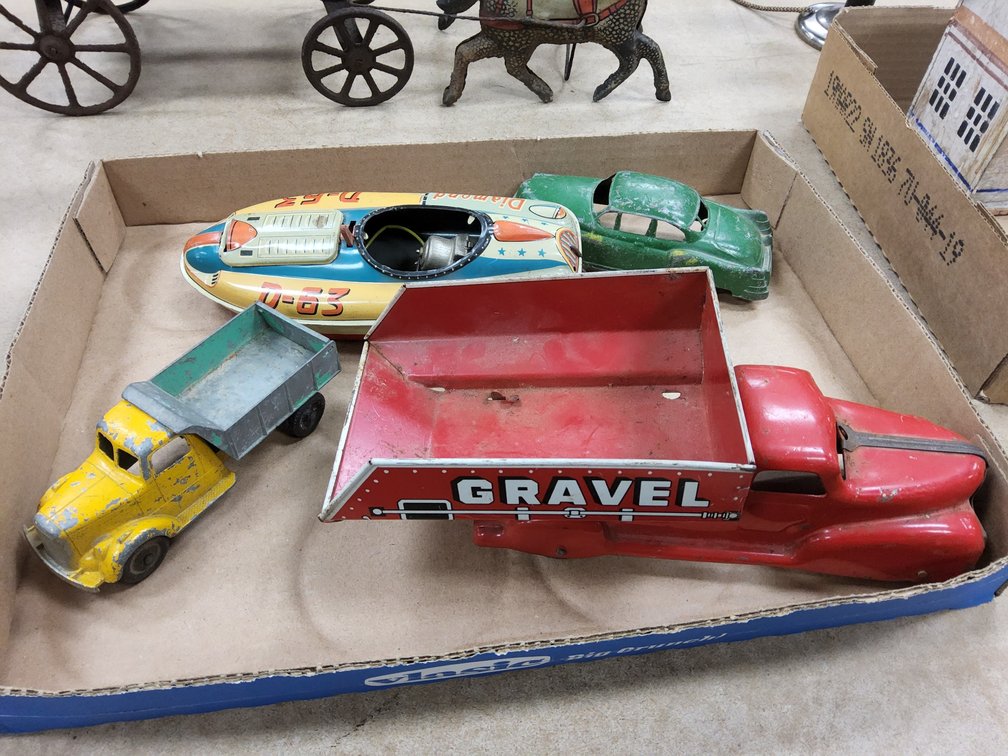 Yonazawa D-63 Batt Op boost, Marx sand truck and die cast toys