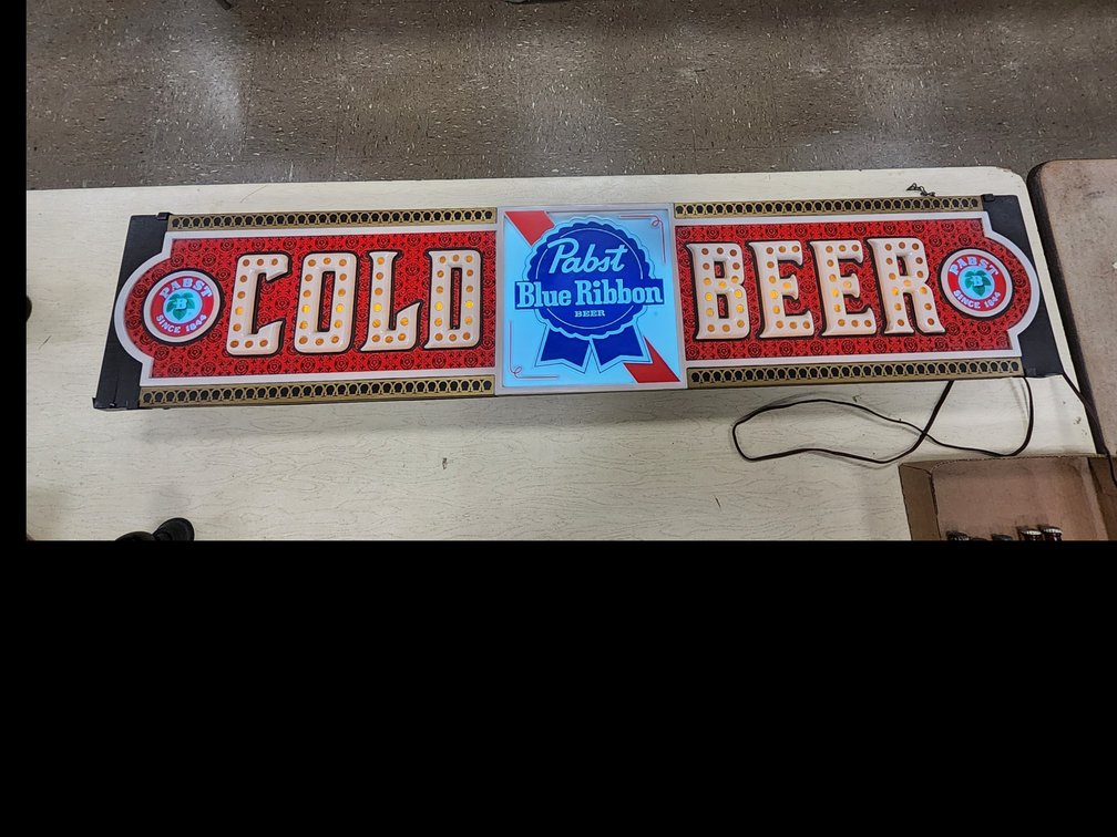 Lighted Pabst Cold Beer sign