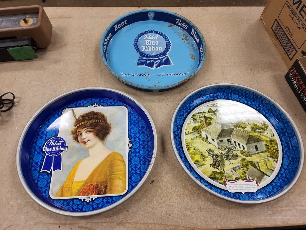 3 Pabst beer trays