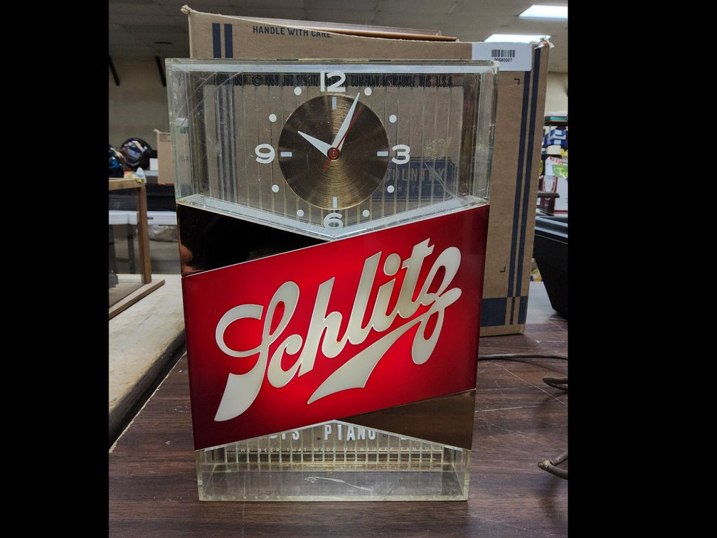 Schlitz lighted cash register clock