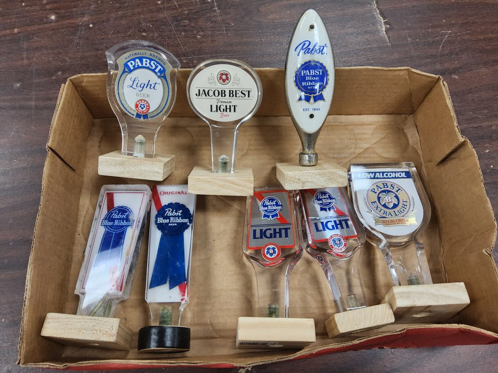Assorted Pabst tap handles