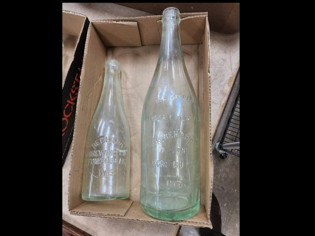 Bechaud blob beer bottle and Nehring soda,  Fond du Lac 