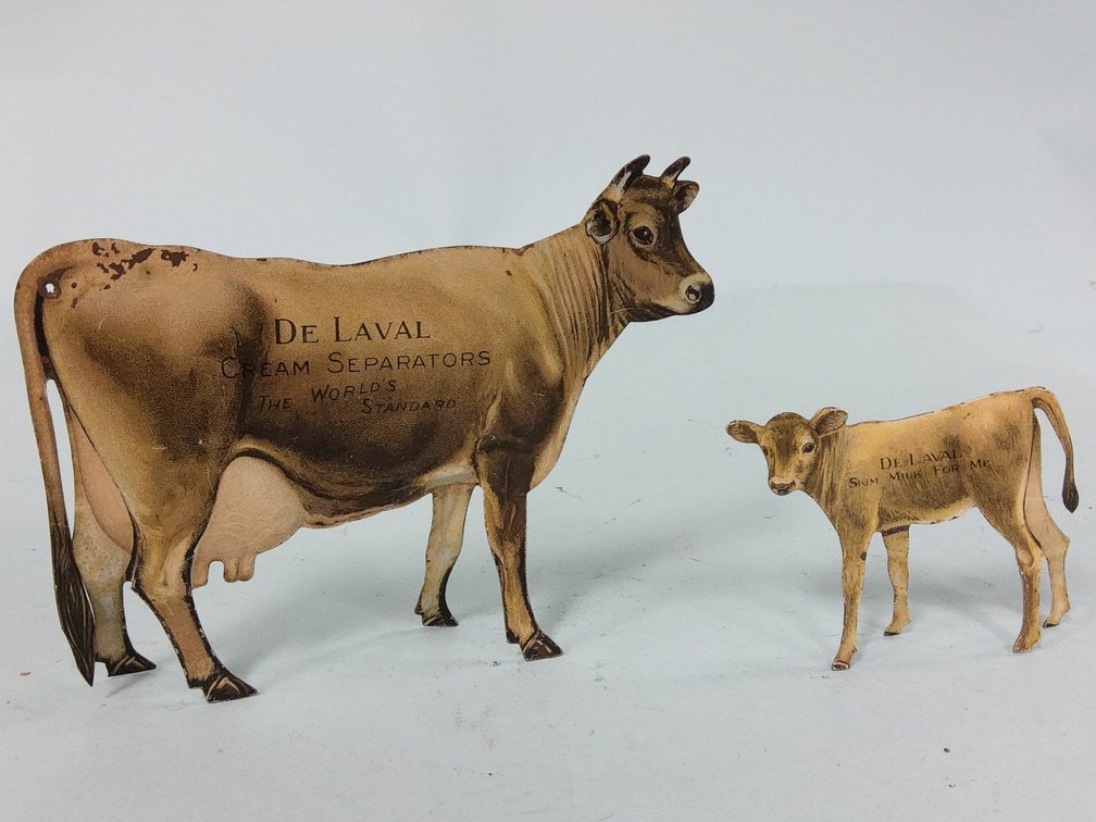 DeLaval advertising promotional tin cow and calf