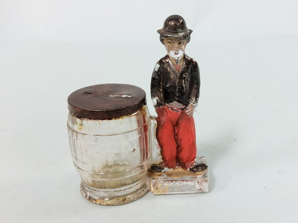 Charlie Chaplin glass candy container / bank