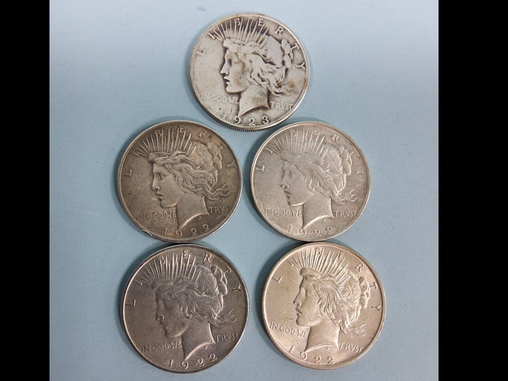 5 Peace Silver Dollars