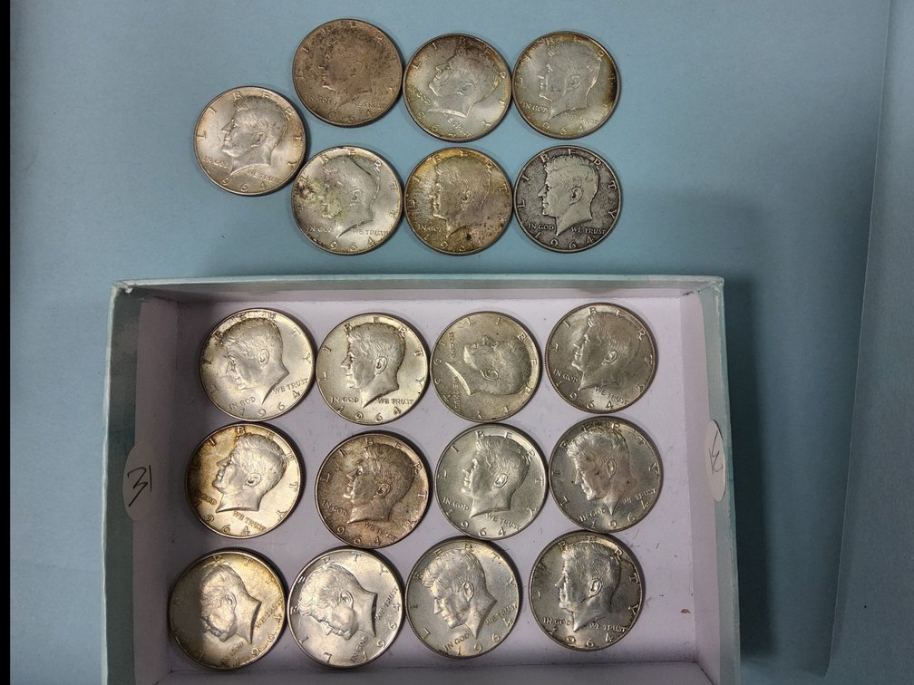19, 1964 Kennedy silver half dollars