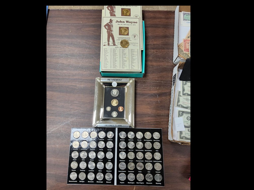 50 State quarters,  2000S Proof set and 3 John Wayne medallions