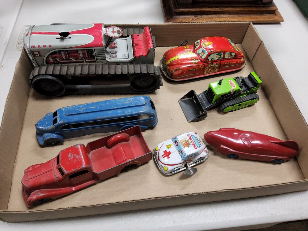 Marx No. 5 Dozer & Fire Dept. No. 1 Chief Car,  Metal Masters, Tonkas and other vehicles. 