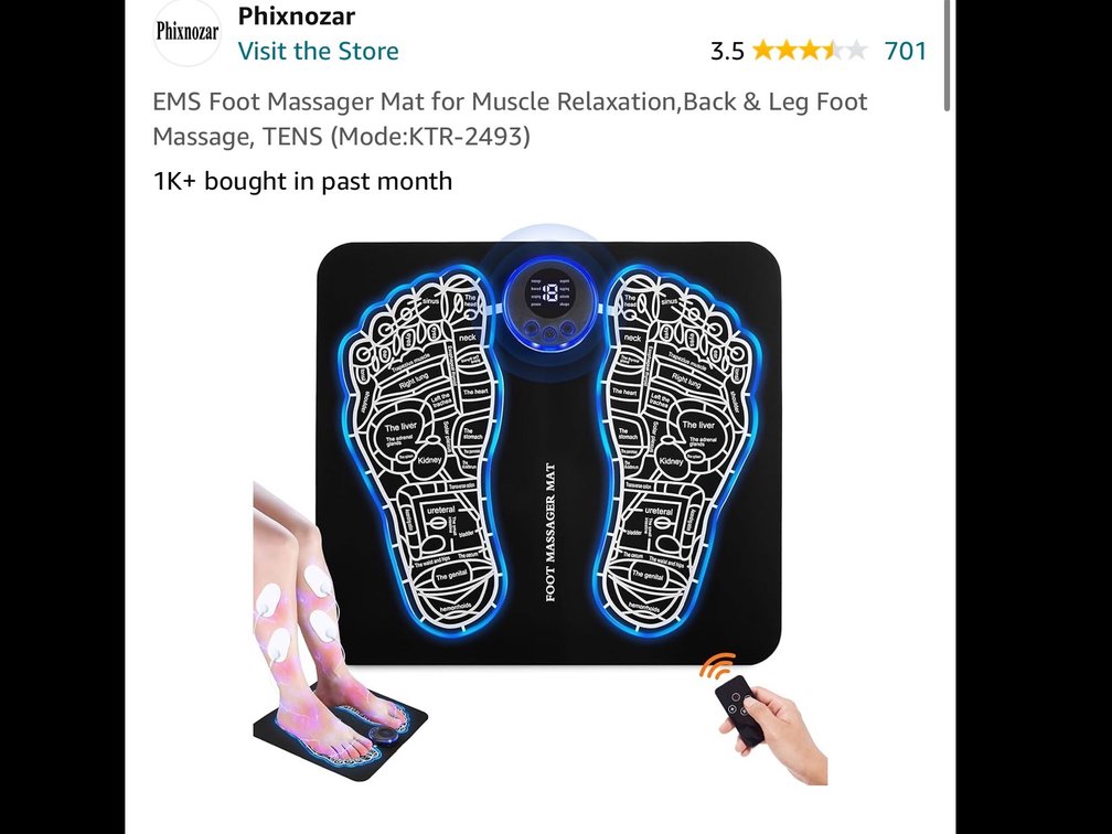 Phixnozar EMS Foot Massager Mat for Muscle Relaxation,Back & Leg Foot Massage, TENS