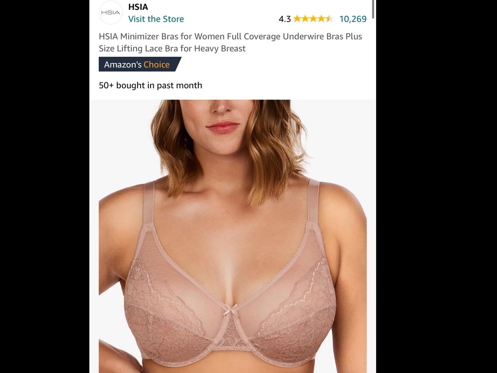 36H HSIA Minimizer Bras for Women Full Coverage Underwire Bras Plus Size Lifting Lace Bra for Heavy Breast