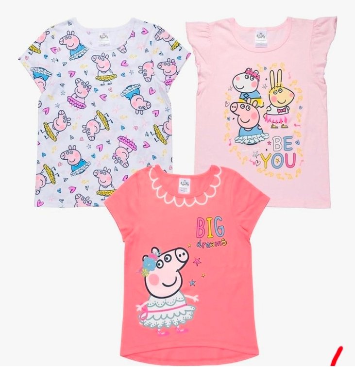 Peppa Pig Girls 7/8 3 Pack T-Shirts Toddler to Big Kid
