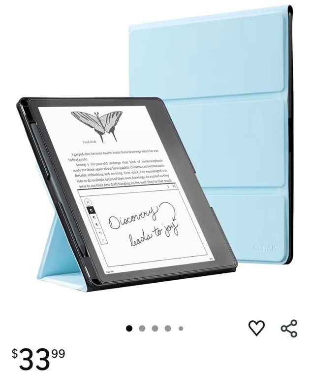 CoBak Case for Tablet Reader - All New PU Leather Cover with Auto Sleep Wake Feature for Tablet Reader 10.2" 2022 & 2024 Released with Pen Holder (not Compatible with Remarkable),Sky Blue