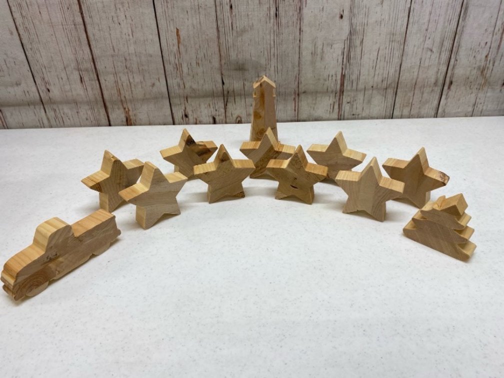 Wood Cutouts 36 + (4) 1.5”x1”x22” Wood Pieces