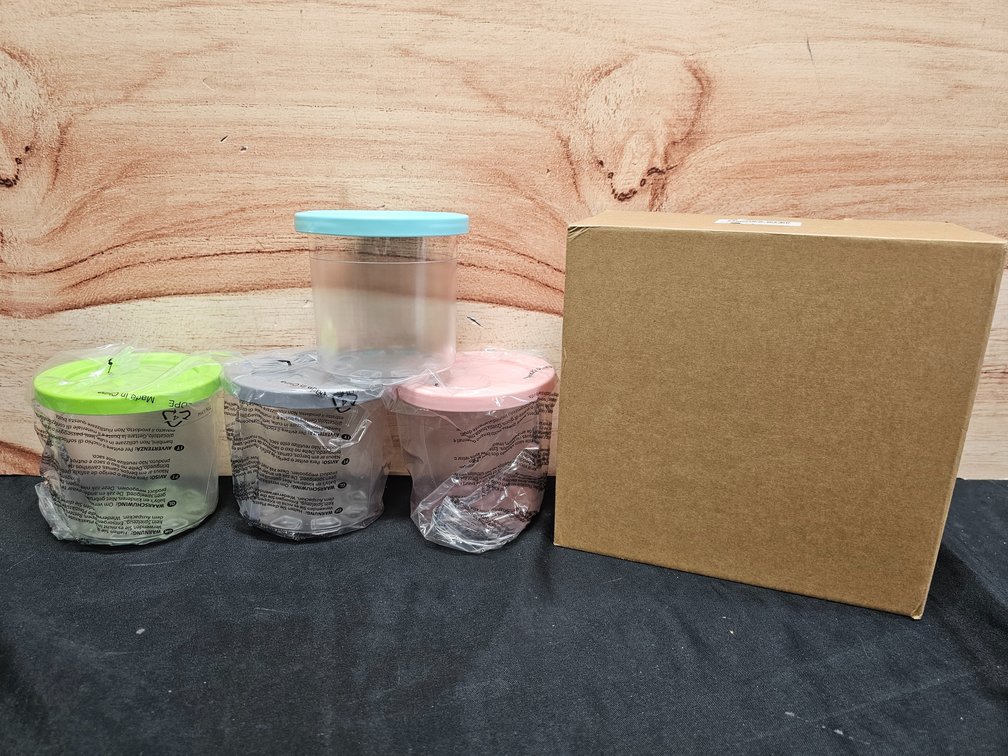 4 Pack Creami Pint Containers and Lids for Ninja, Compatible with Ninja NC299 NC300 NC301 Series Creami Maker Machine Accessories, BPA Free & Dishwasher Safe, Assorted Colors