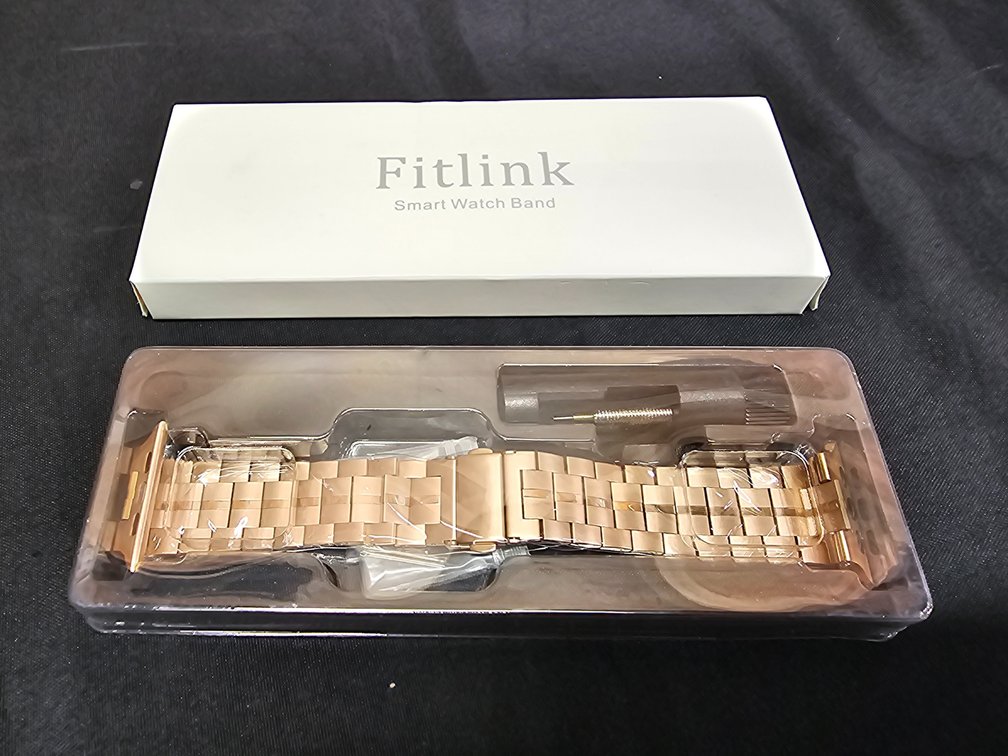 Fitlink Ultra Thin Stainless Steel Metal Rosegold Wristband Strap for Apple Watch 38/40/41/42/44/45mm, Replacement Bracelet Band Compatible with Apple Watch Series 7/6/5/4/3/2/1/SE