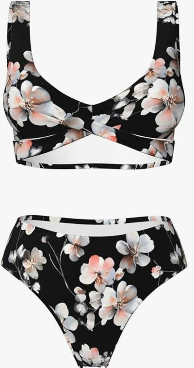 Women's M Bikini Sets for Women Floral Print V Neck High Waisted Crossover Two Piece Swimsuit Swim Suits for Women 2025