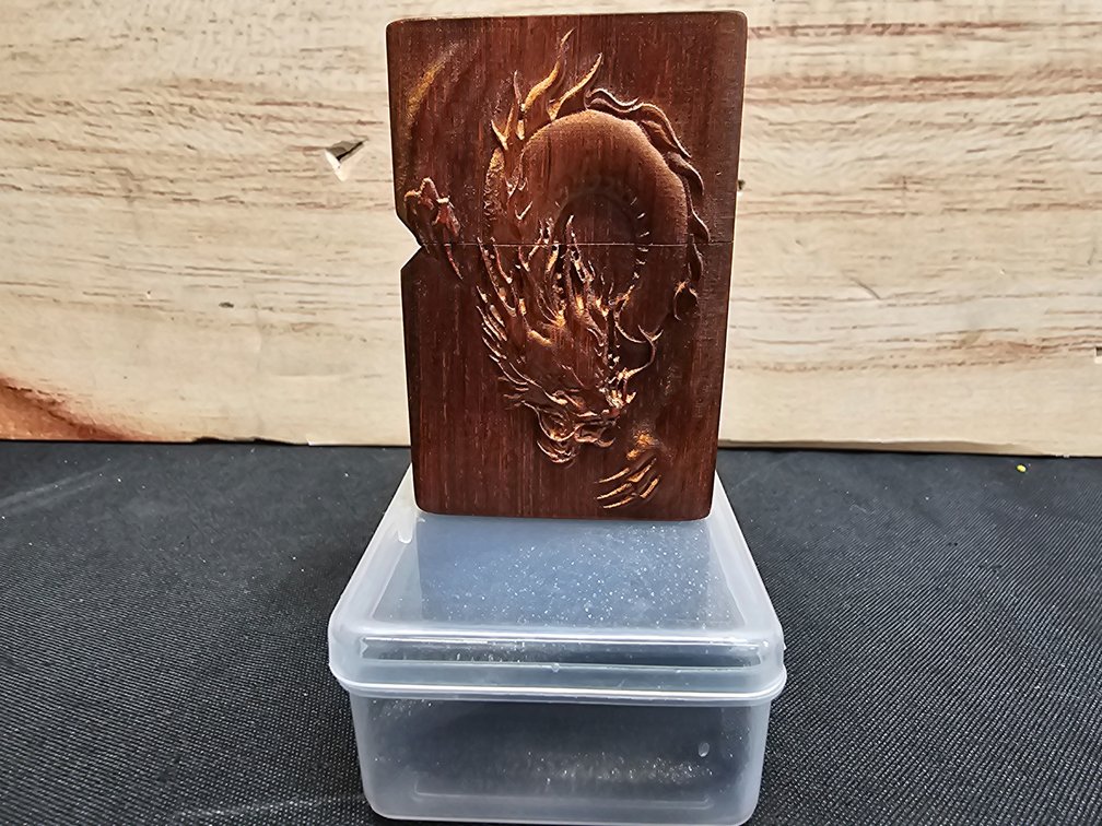 Natural Wood Huanghuali Rosewood Carving Lighter Shell Box For Zippo Module (Dragon 1#)