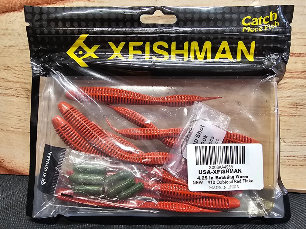 XFishman 4.25in Bubbling Worm #10 Oxblood Red Flake