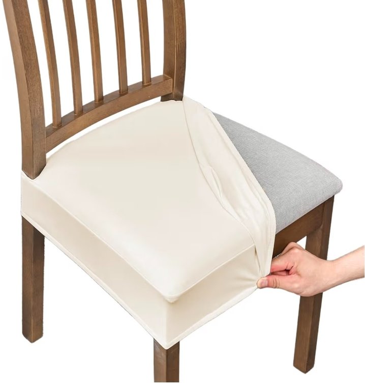 NILUOH Waterproof Seat Covers for Dining Room Chairs Set of 6, Pu Leather Chair Seat Slipcovers Dining Chair Cover Removable Washable Chair Protctor Cover No Rear Covers