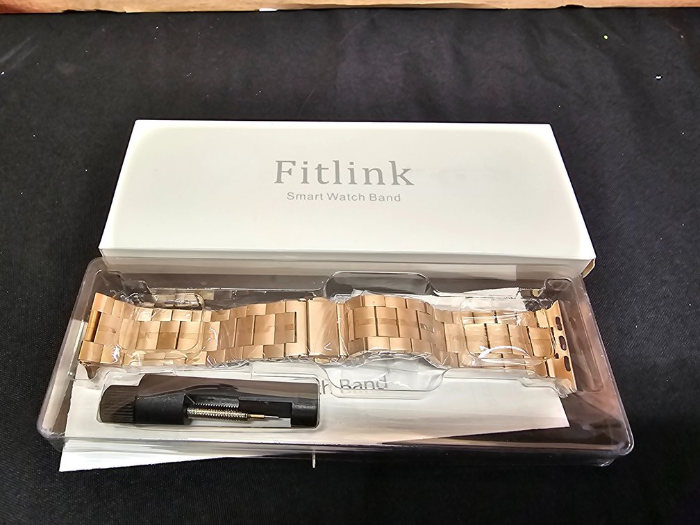 Fitlink Ultra Thin Stainless Rosegold Steel Metal Wristband Strap for Apple Watch 38/40/41/42/44/45mm, Replacement Bracelet Band Compatible with Apple Watch Series 7/6/5/4/3/2/1/SE(42/44/45mm