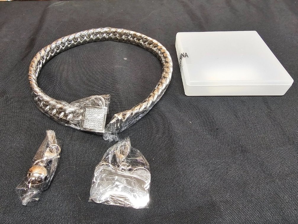 20in Pet Dog Collar, Top Stainless Steel Dog Chain Training Collar, 14mm Silver Tone Cuban