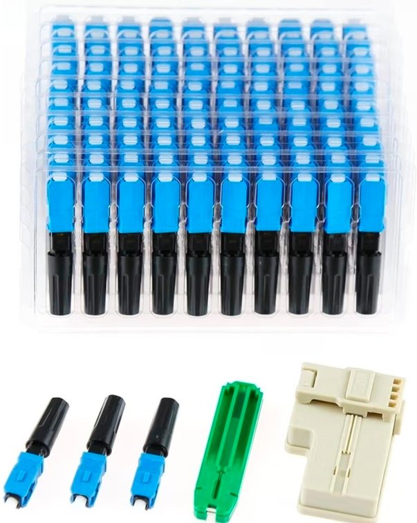LEITE 100pcs SC UPC Fiber Optic Quick Connector with Matched Tools Fiber Reusable