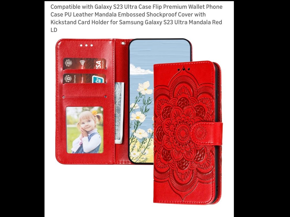Compatible with Galaxy S23 Ultra Case Flip Premium Wallet Phone Case PU Leather Mandala Embossed Shockproof Cover with Kickstand Card Holder