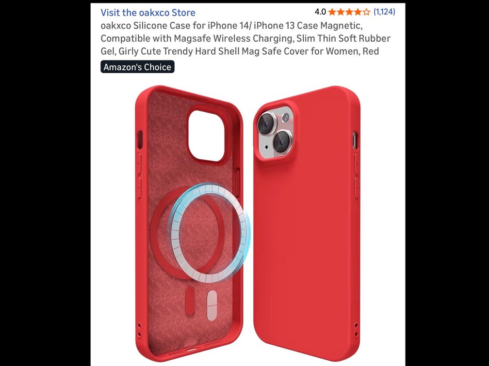 oakxco Silicone Case for iPhone 14/ iPhone 13 Case Magnetic, Compatible with Magsafe Wireless Charging, Slim Thin Soft Rubber Gel, Girly Cute Trendy Hard Shell Mag Safe Cover for Women, Red Amazon's Choice