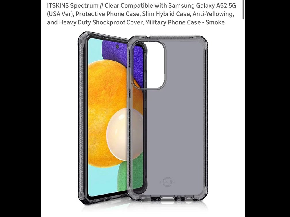 ITSKINS Spectrum // Clear Compatible with Samsung Galaxy A52 5G (USA Ver), Protective Phone Case, Slim Hybrid Case, Anti-Yellowing, and Heavy Duty Shockproof Cover, Military Phone Case - Smoke