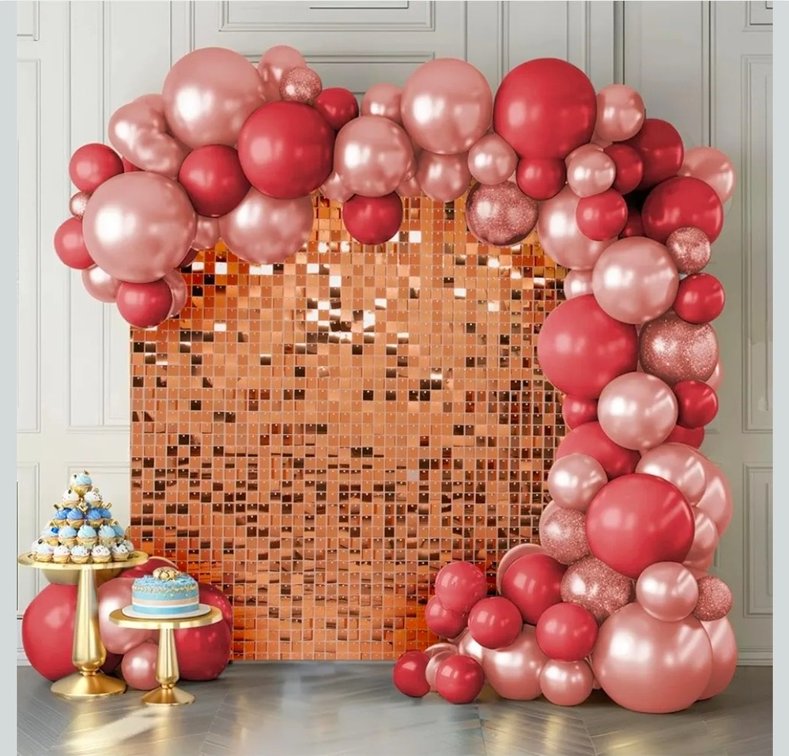 Shimmer Wall Backdrop Rose Gold Wall Panels 24Pcs Square Sequin Shimmer Wall Backdrop Decoration for Birthday Party,Wedding, Anniversary