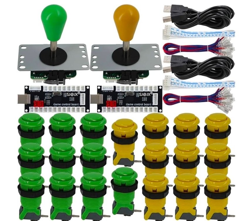 SJ@JX Arcade Game 2 Player Controller DIY Kit Microswitch Button 4&8 Way Joystick Zero Delay USB Encoder Fighting Stick Handles Console for PC MAME Raspberry Pi Retropie