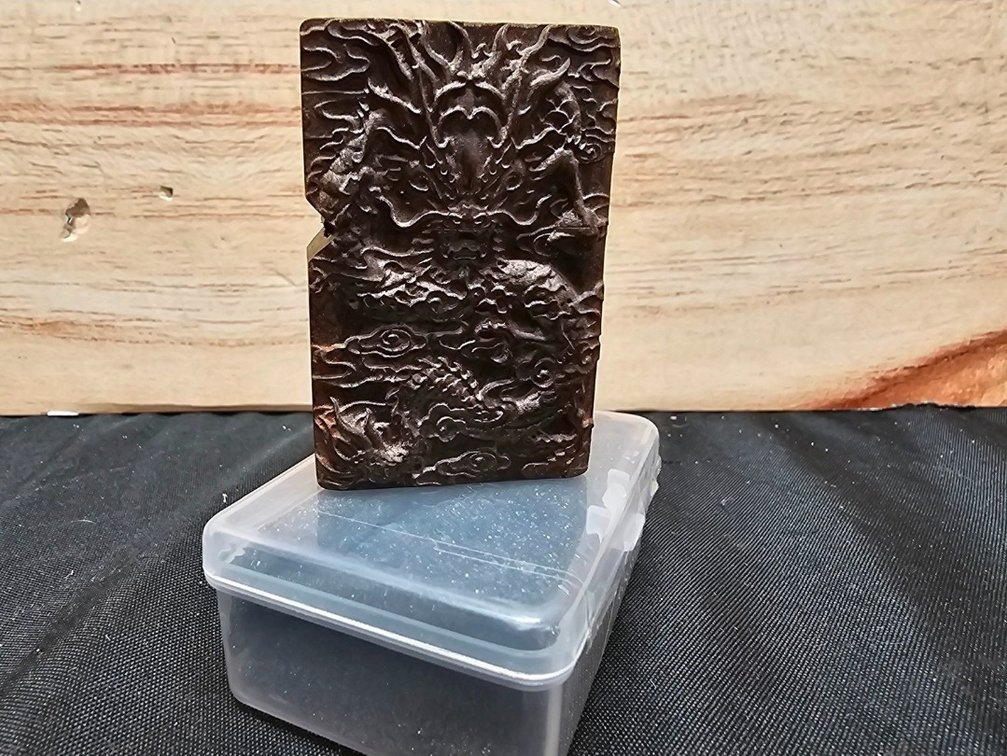 Natural Ebony Black Wood Carved Lighter Outer Casing for Zippo Insert Kit(Royal Dragon)